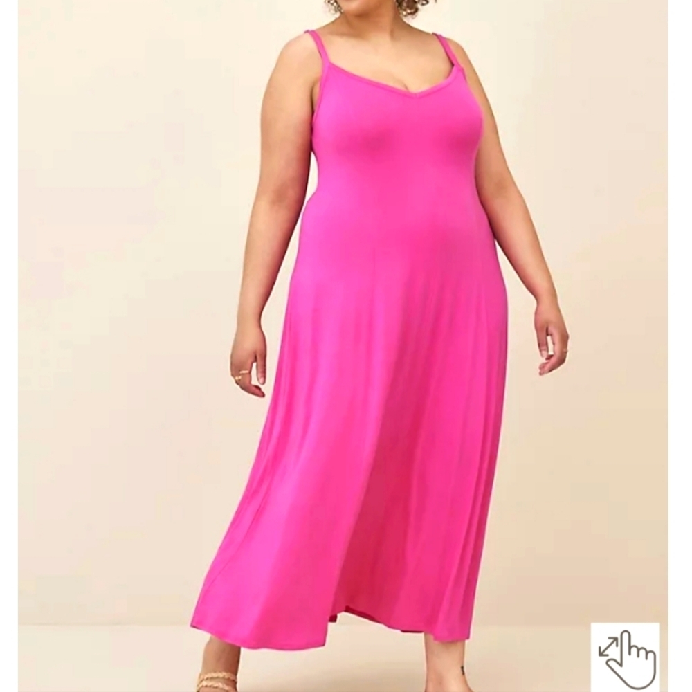 🆕️💗 1X BRIGHT PINK TRAPEZE MAXI DRESS - SUPER SOFT💗